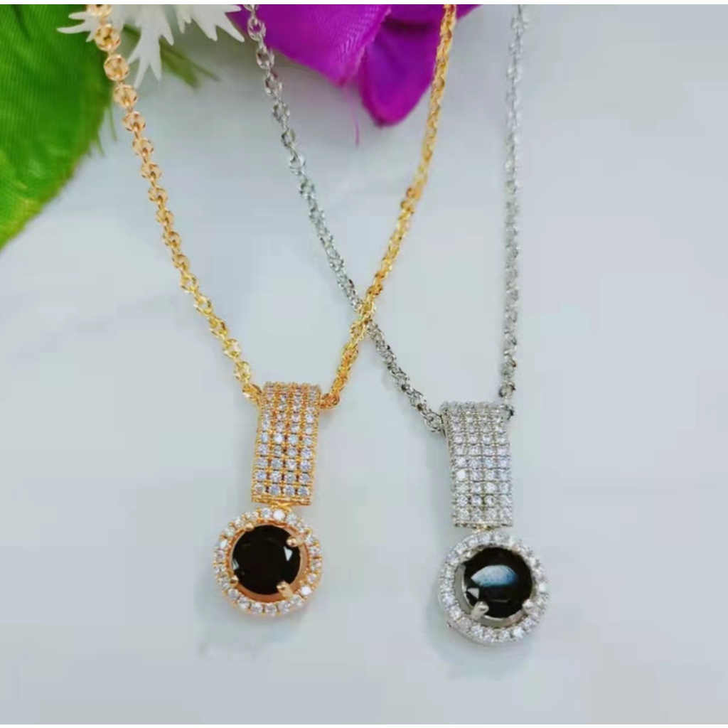 Kalung xuping permata putih&amp;hitam lapis emas A,B