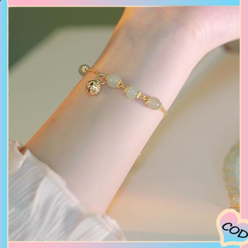 COD❤️Niche desain pacar gaya country gold bell pendant gelang gelang hadiah khusus-A.one