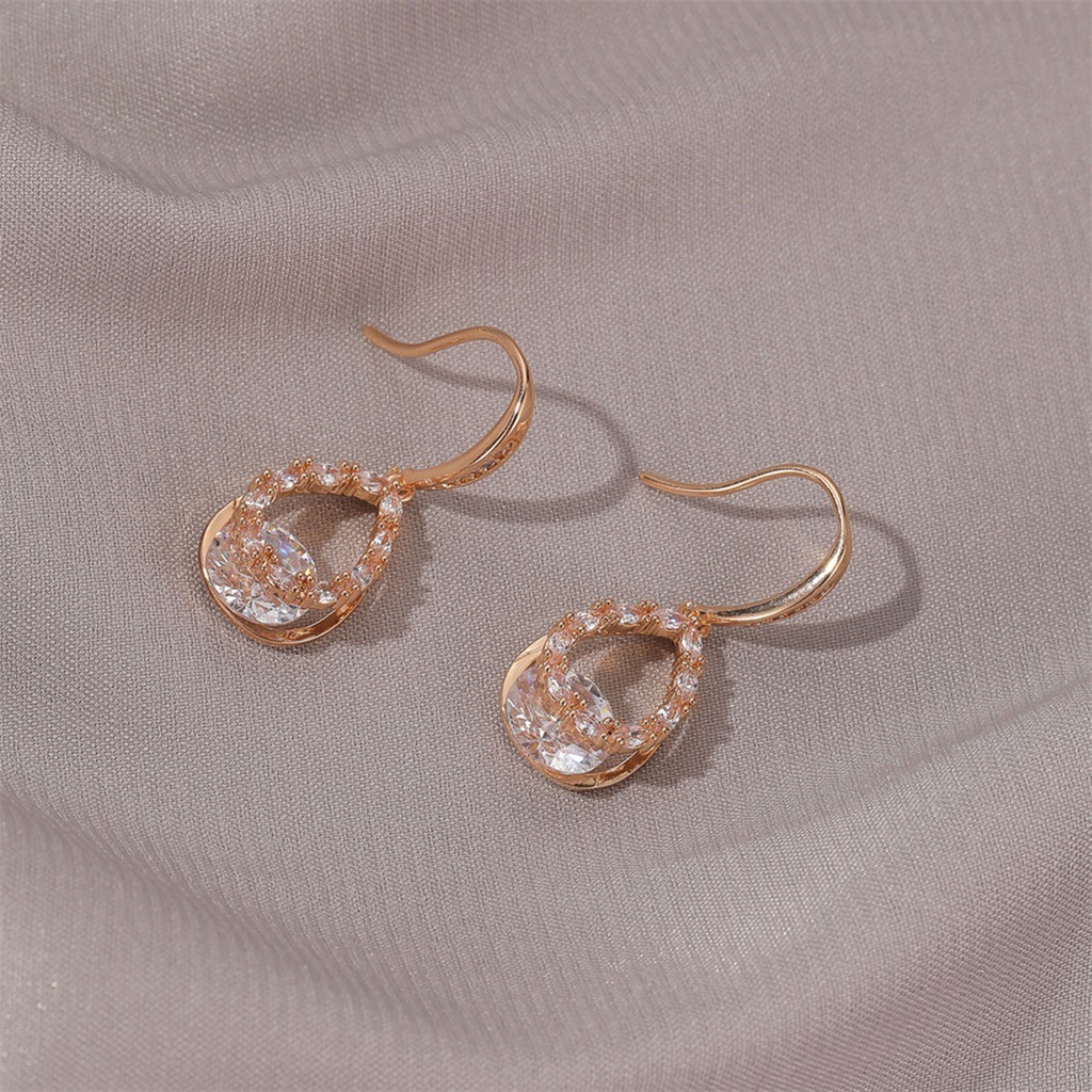 Hu Hu Hu Hu Hu Alat Bantu Pasang Kacamata♡ 1 Pasang Anting Kait Wanita Bentuk Tetesan Air Hias Berlian Imitasi Berkilau Tahan Lama Untuk Pernikahan