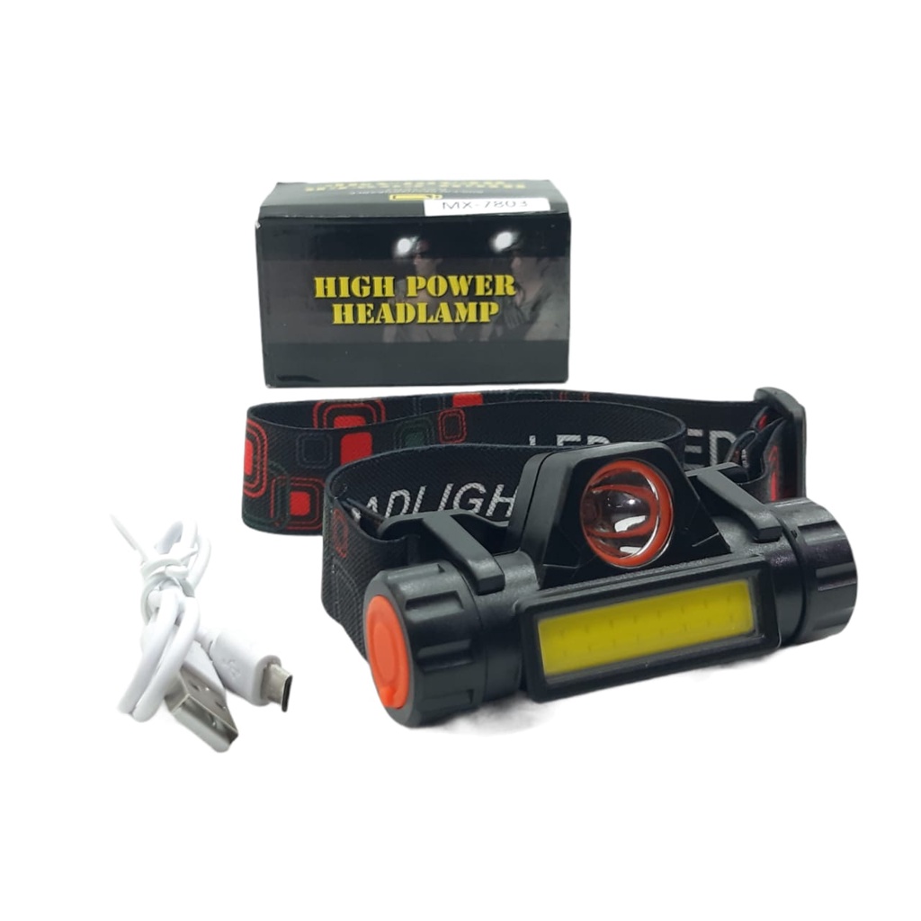 Terang Murah Senter Kepala Headlamp LED High Power Super Terang Model 2 Cahaya  Sisi Body Magnet