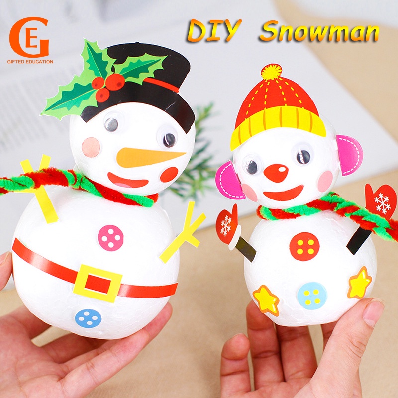 Mainan Edukasi Boneka Busa Snowman Handmade DIY Untuk Hadiah Natal Anak