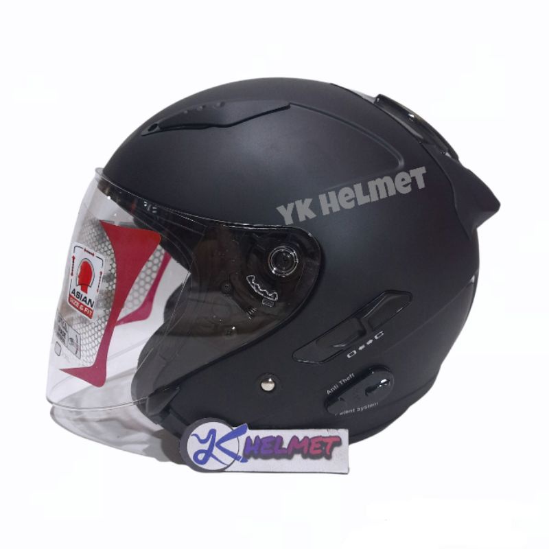 Helm KYT GALAXY FLAT VISOR  SOLID BLACK DOFF DOUBLE VISOR