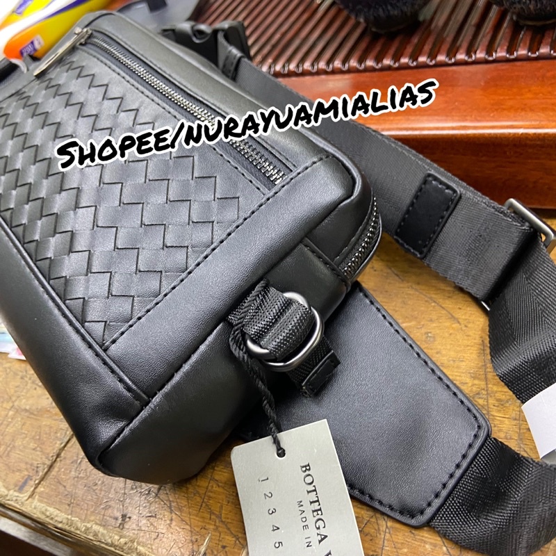 Waistbag pria bottega kulit asli anyam import tas waist bag pria wanita branded