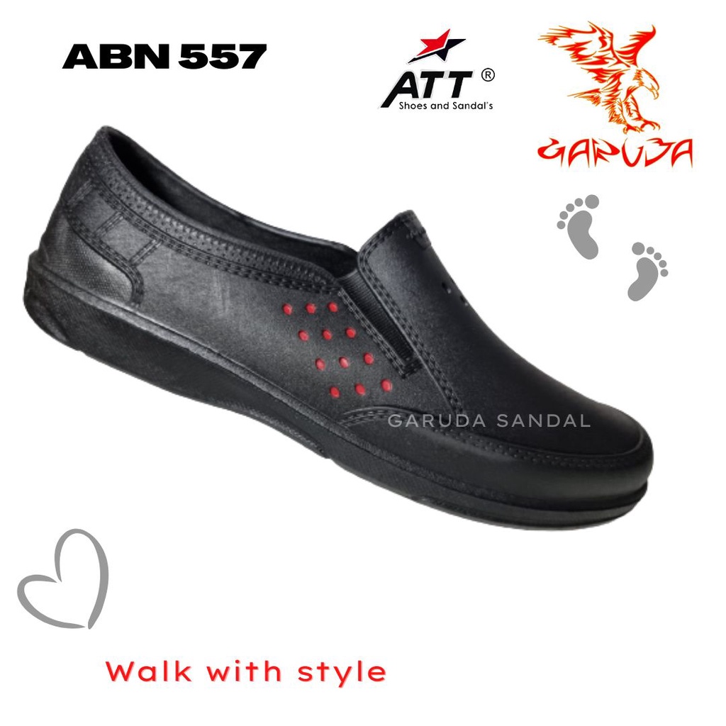 Sepatu Slip On Pria ATT ABN 557 Karet Hitam Fashion Pria Trendy Casual Pantofel