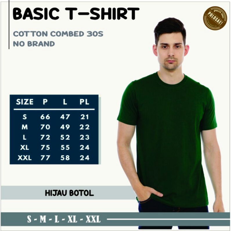 KAOS POLOS PRIA DISTRO ORIGINAL HIJAU BOTOL COTTON COMBAD 30S