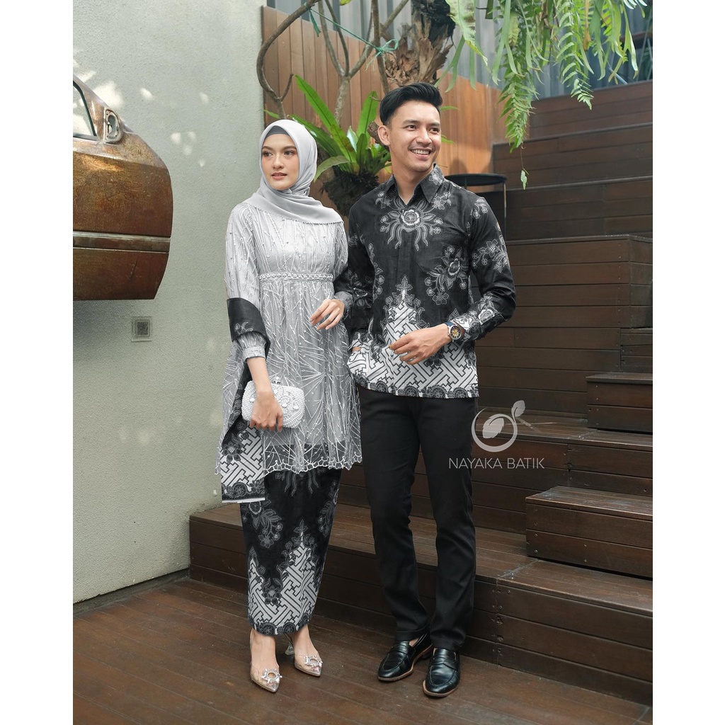 SET BATIK COUPLE BELINDA - COUPLE TUNIK TULLE PREMIUM - KEBAYA COUPLE KONDANGAN LAMARAN TUNANGAN - KEBAYA MODERN - BAJU COUPLE BATIK WISUDA
