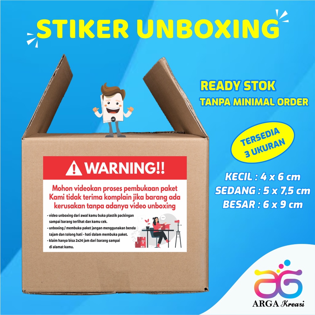 

Stiker Peringatan Unboxing Sticker Label Pengiriman Olshop Video Unboxing Pembukaan Paket