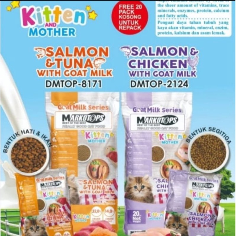 MARKOTOPS MOTHER AND KITTEN 1KG REPACK RASA SALMON &amp; TUNA CAT FOOD