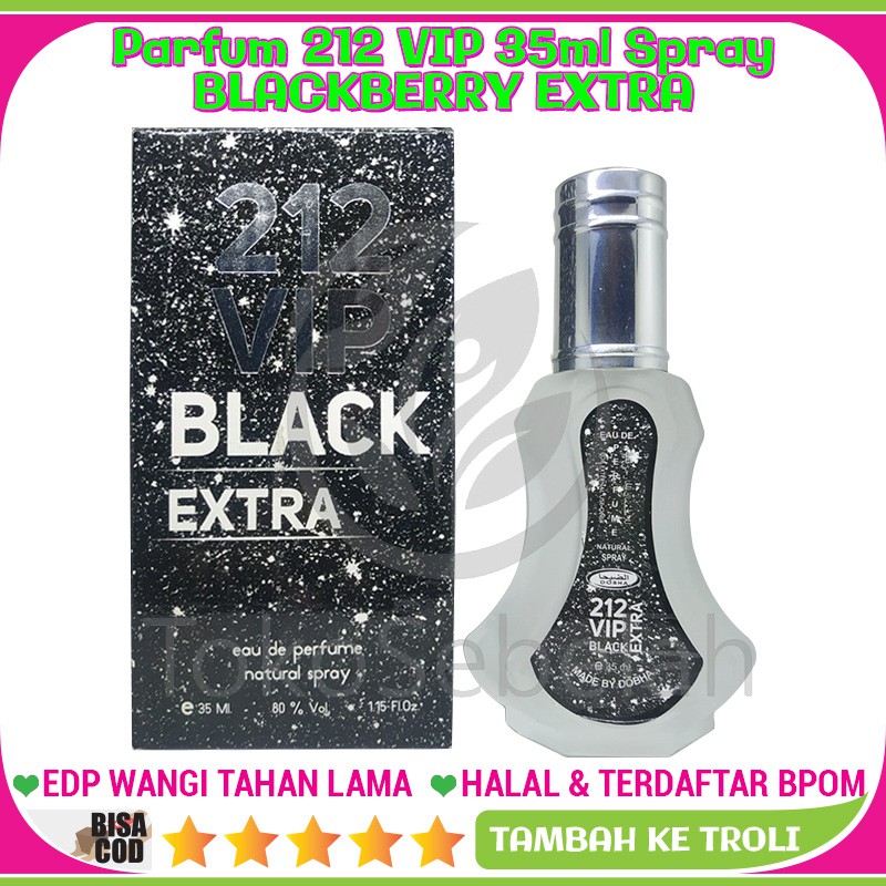 Parfum 212 VIP BLACK EXTRA 35ml Original Dobha EDP Spray Ukuran Besar - Parfum Tahan Lama  COD
