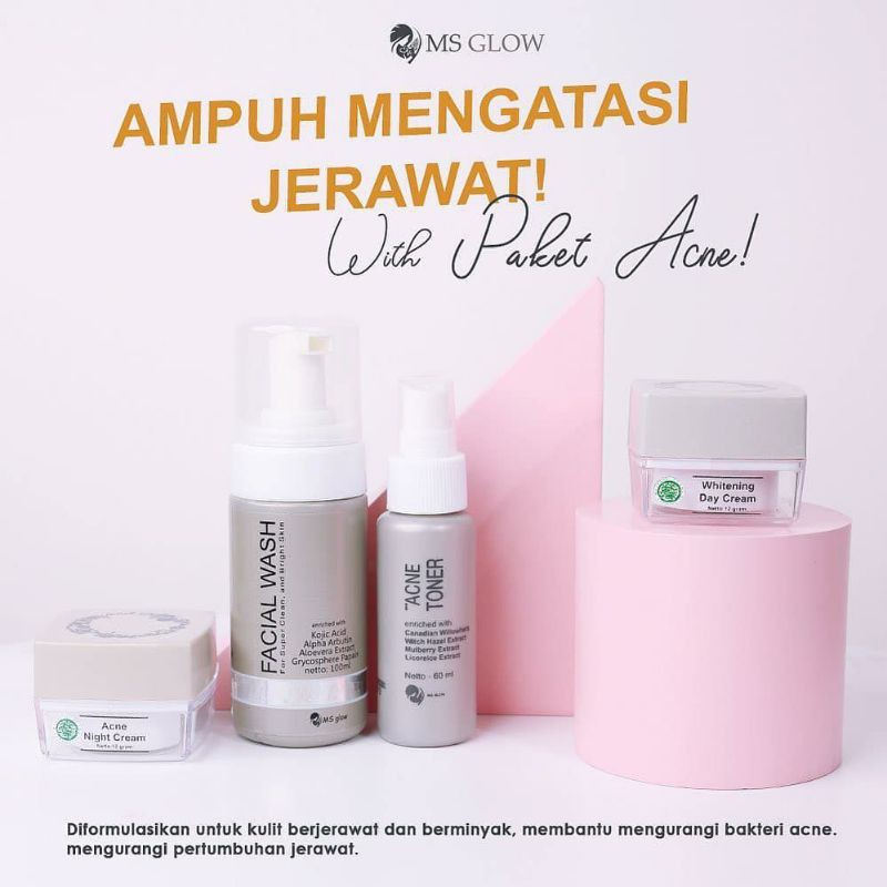 MS GLOW ORIGINAL FREE POUCH MS GLOW PAKET ACNE JERAWAT msglow