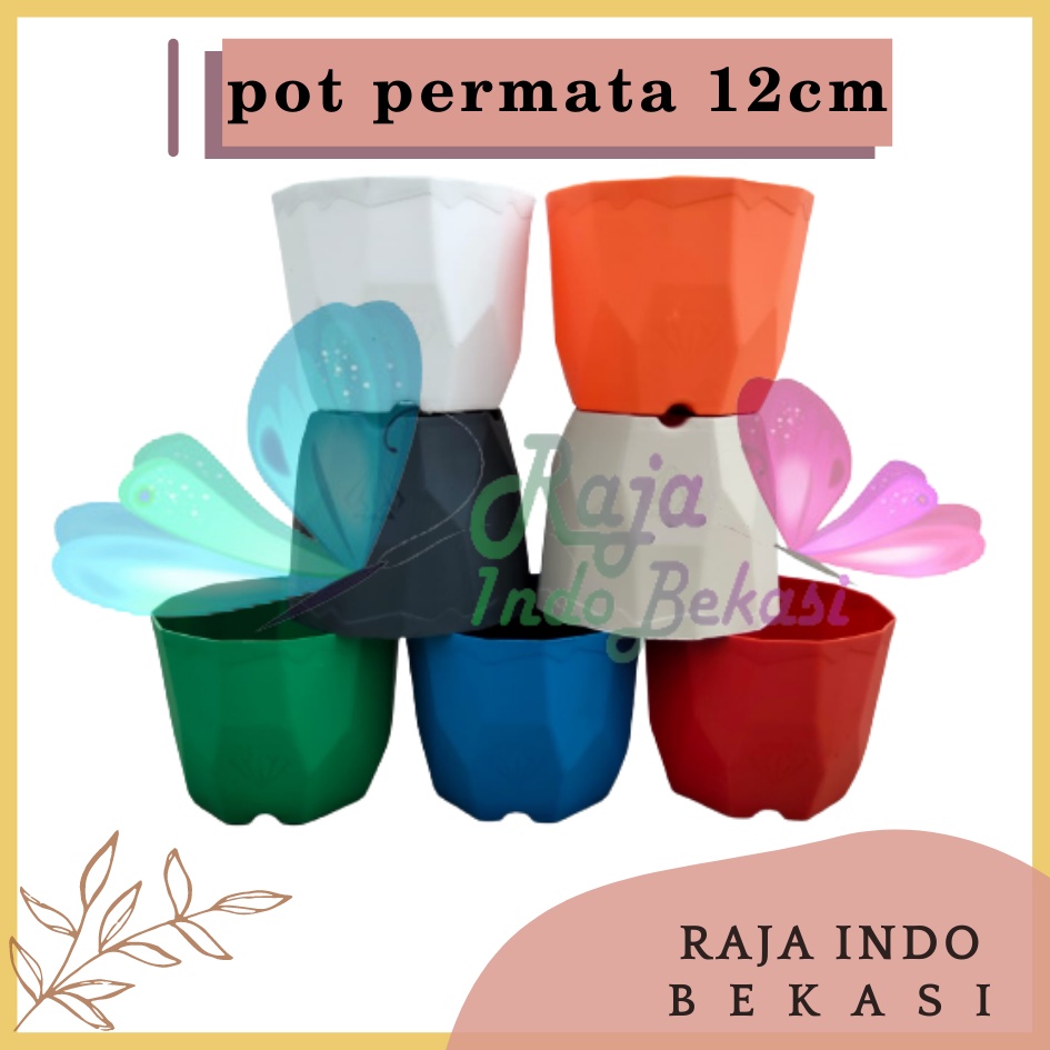 Pot Permata 12 Putih Merah Biru Hijau Ivory Da 10.5cm Pot Kaktus Mini Murah Bkn Pot Tawon 10 12