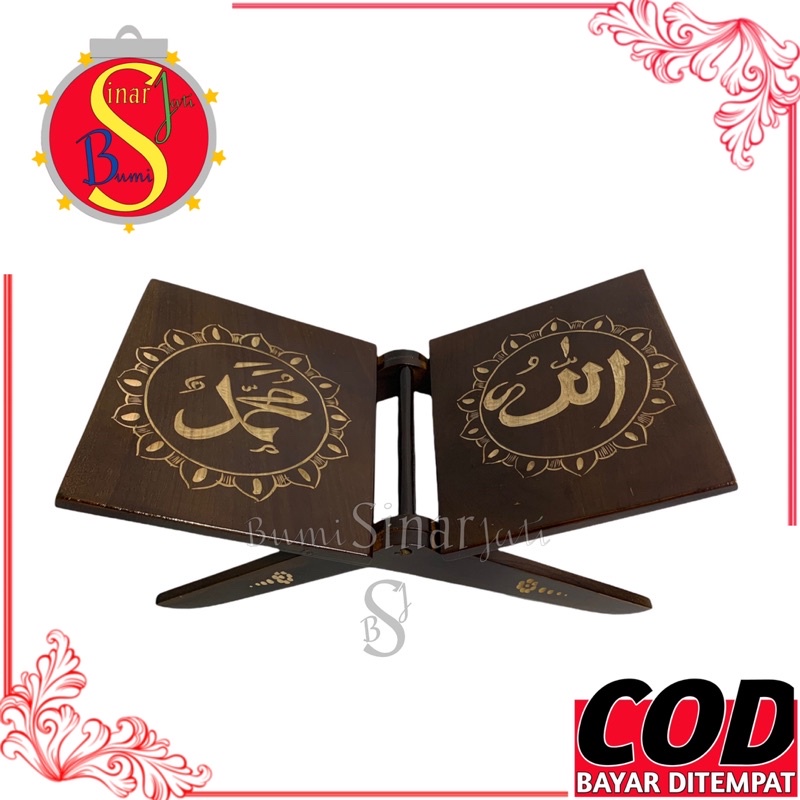 (BISA COD) Rekal - Lekar - Rekal Tempat Membaca Al-Quran Terbuat Dari Kayu Jati Asli