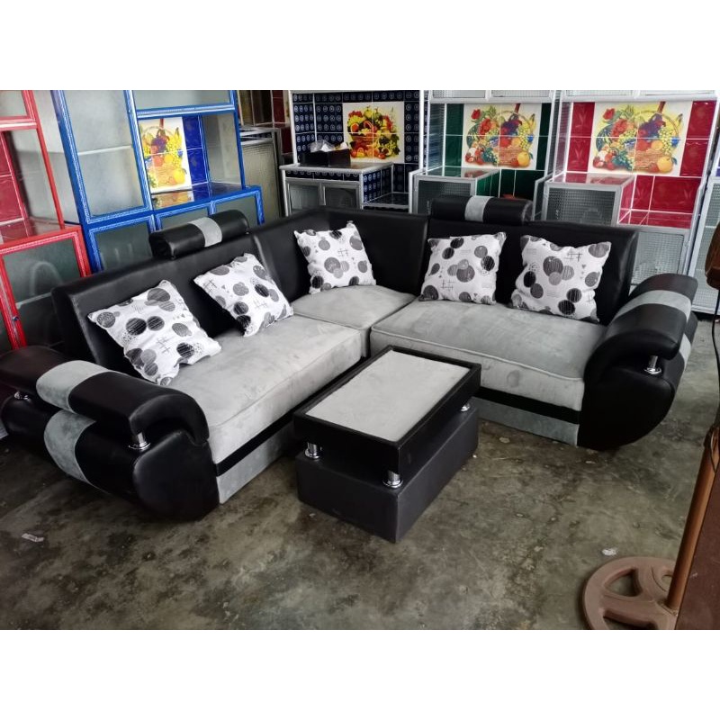 Sofa  L Sudut Rinjani  Minimalis + Free Meja Dan Bantal