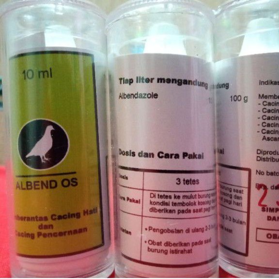 obat cacing cacingan burung dara merpati  cair tetes albend os vitarest penyakit kurus