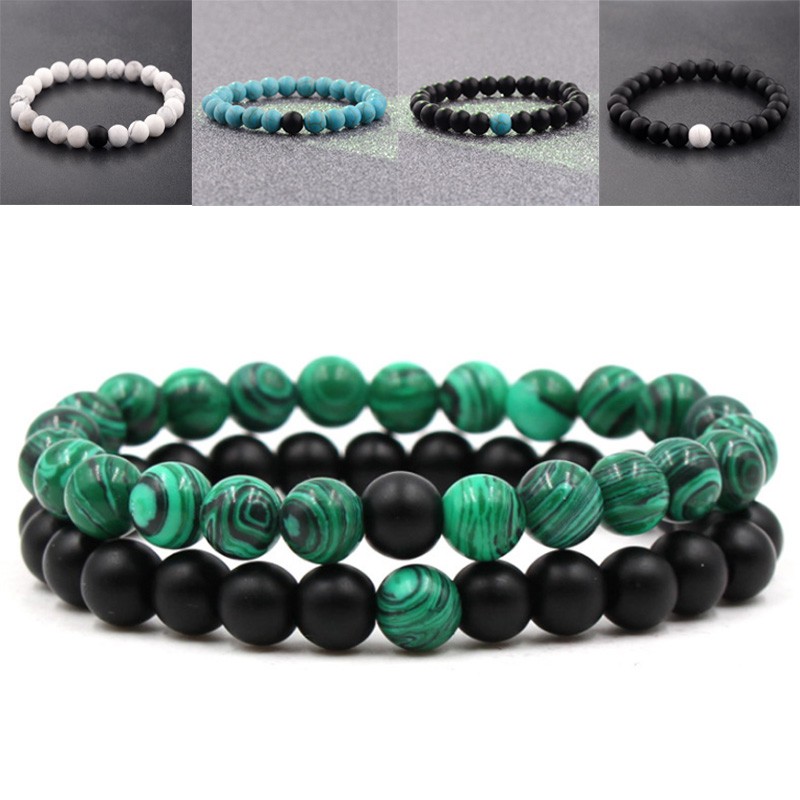 Gelang Manik-Manik Batu Matte Ukuran 8mm Untuk Pasangan