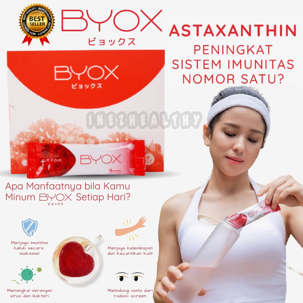 Byox Glutathione Astaxhantine Minuman Kesehatan Tubuh Anti Virus / Drink Multi Vitamin C Antioksidan Lutein / Penambah Imun Tubuh / Drinks Immune Collagen Kesehatan Mata Katarak Kulit Glowing Original Bpom Terbaik