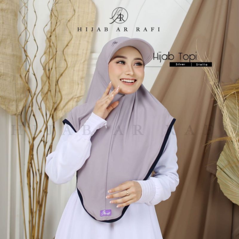Arrafi Hijab Topi Kode Ar 467 / kerudung jilbab topi arrafi instan bestseller 2020-Silver