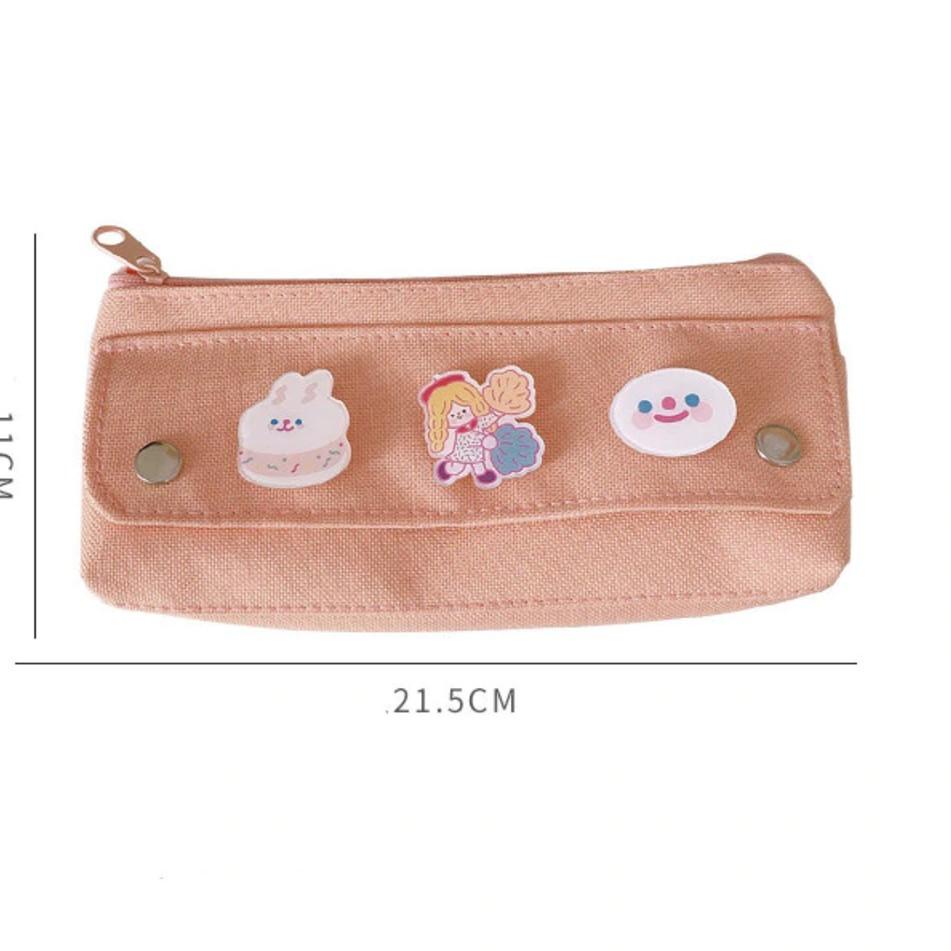 

EHSO Pencil Case with Cute Brooch Korea Design Pen Case Tempat Pensil/Bolpoin Special For You