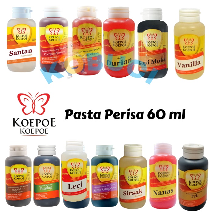 

Koepoe Pasta Perisa 60 ml Varian B Vanilla Moca Lemon Squash Tea Sirsak Putih Santa Grape Santan Pandan Nanas Chocolate Cocopandan Durian Mocca