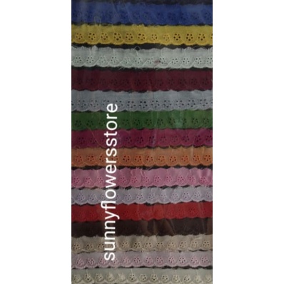 renda katun lubang lima  lebar 2cm isi 15 yard(13,5meter)