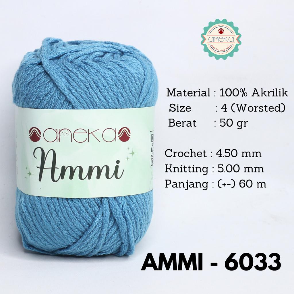 Benang Rajut Ammi / 100% Acrylic / 6 Ply Akrilik - 6033 (Biru Denim)