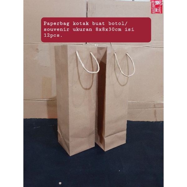 

Paper bag kotak tinggi diameter ukuran PxLxT (8x8x30cm) isi 12pcs