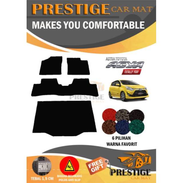 PRESTIGE - KARPET MOBIL - TOYOTA AGYA AYLA - FULL BAGASI - COIL MAT