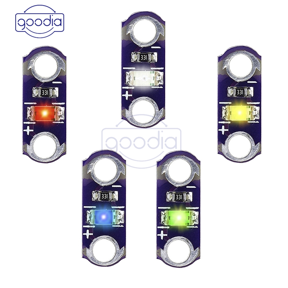 5 Pcs Lampu Lilypad Smd Led Merah/Hijau/Biru/Kuning/Putih 3v-5v Diy