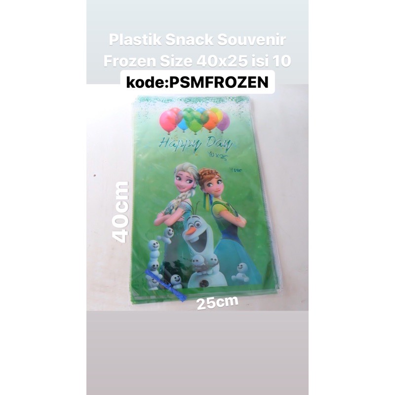 

Plastik snack souvenir ultah anak murah frozen size 40x25 isi 10