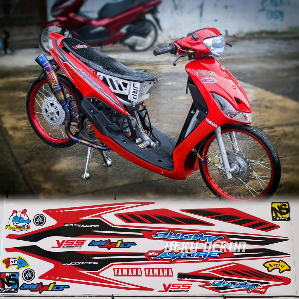 Striping Mio Sporty Variasi Mio Amore Motor Merah Awet Tahan Cuaca