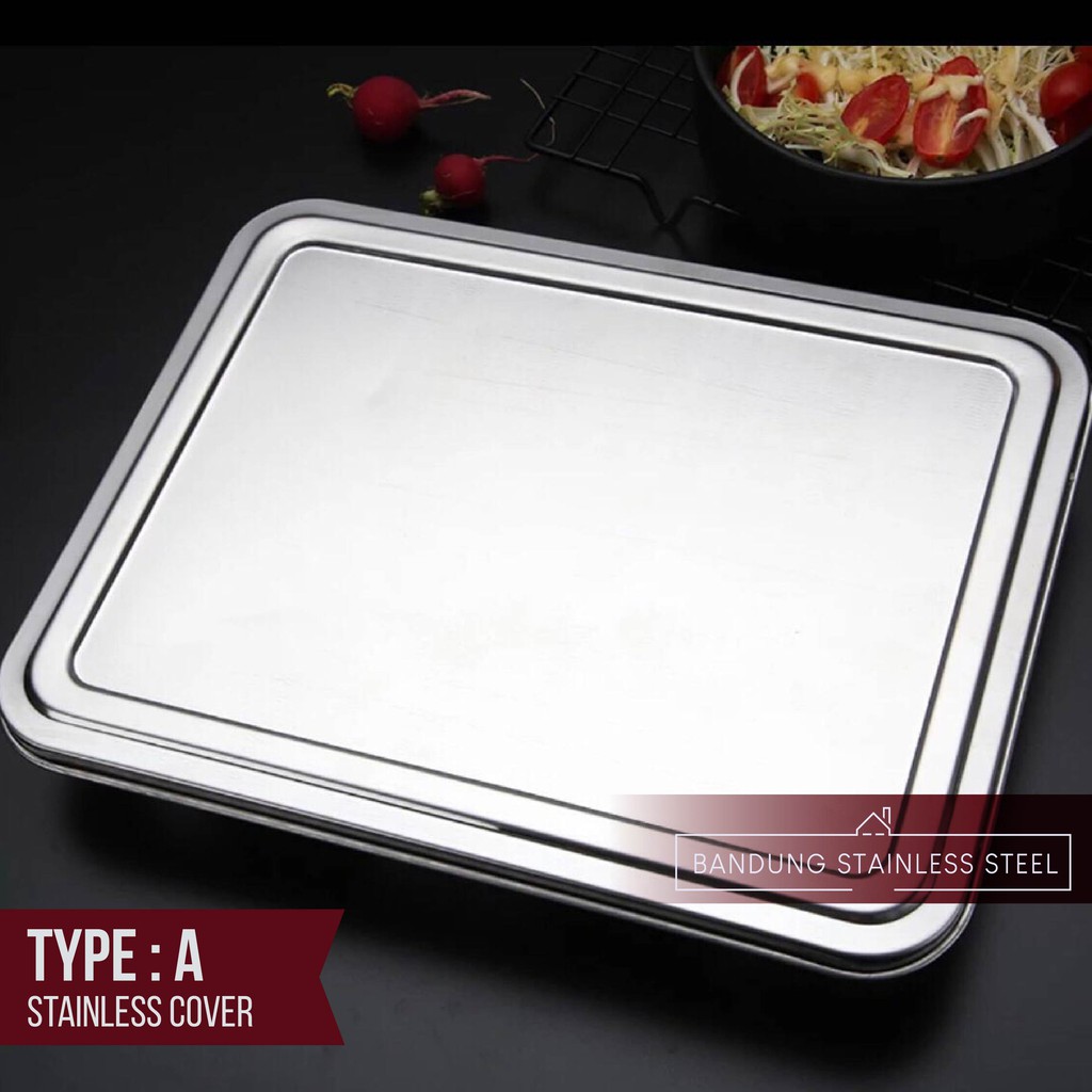 Food Tray Tempat makanan / piring stainless dengan tutup Stainless Plato