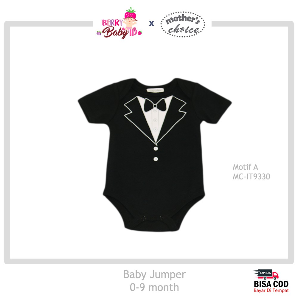 Mother's Choice SNI Jumper Pendek Tuxedo Bayi Baju Bayi Lucu MCH030 Berry Mart