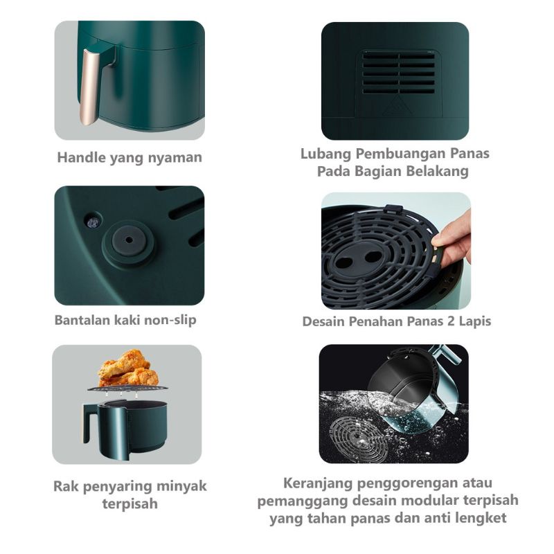 Air Fryer Flife AF45-700LB 4.5L Goreng Tanpa Minyak