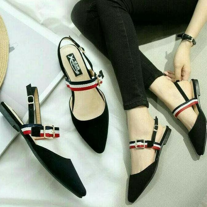 Diskon Sepatu Flat Shoes Zara Hitam Wanita Sandal Teplek Selop Slip On Murah Terbaru