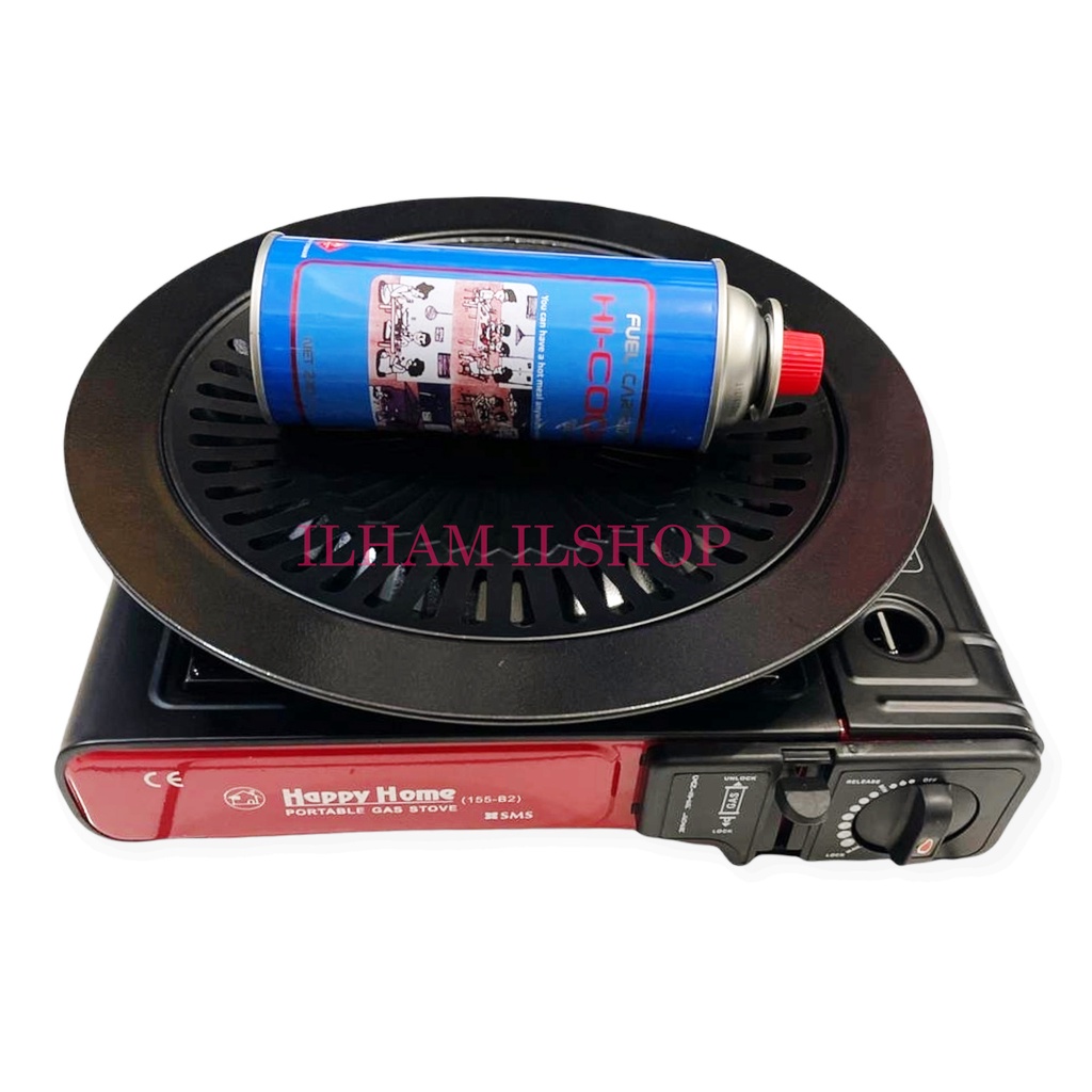 Paket barbeque / BBQ set kompor Happyhome + ultra grill + 1 tabung gas