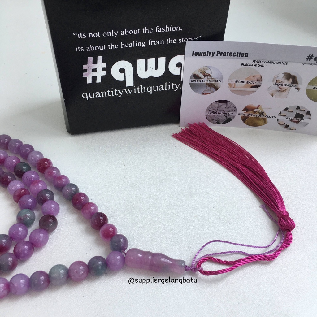 tasbih batu MANAU UNGU 8mm 99 butir premium tasbeh akik PURPLE serat