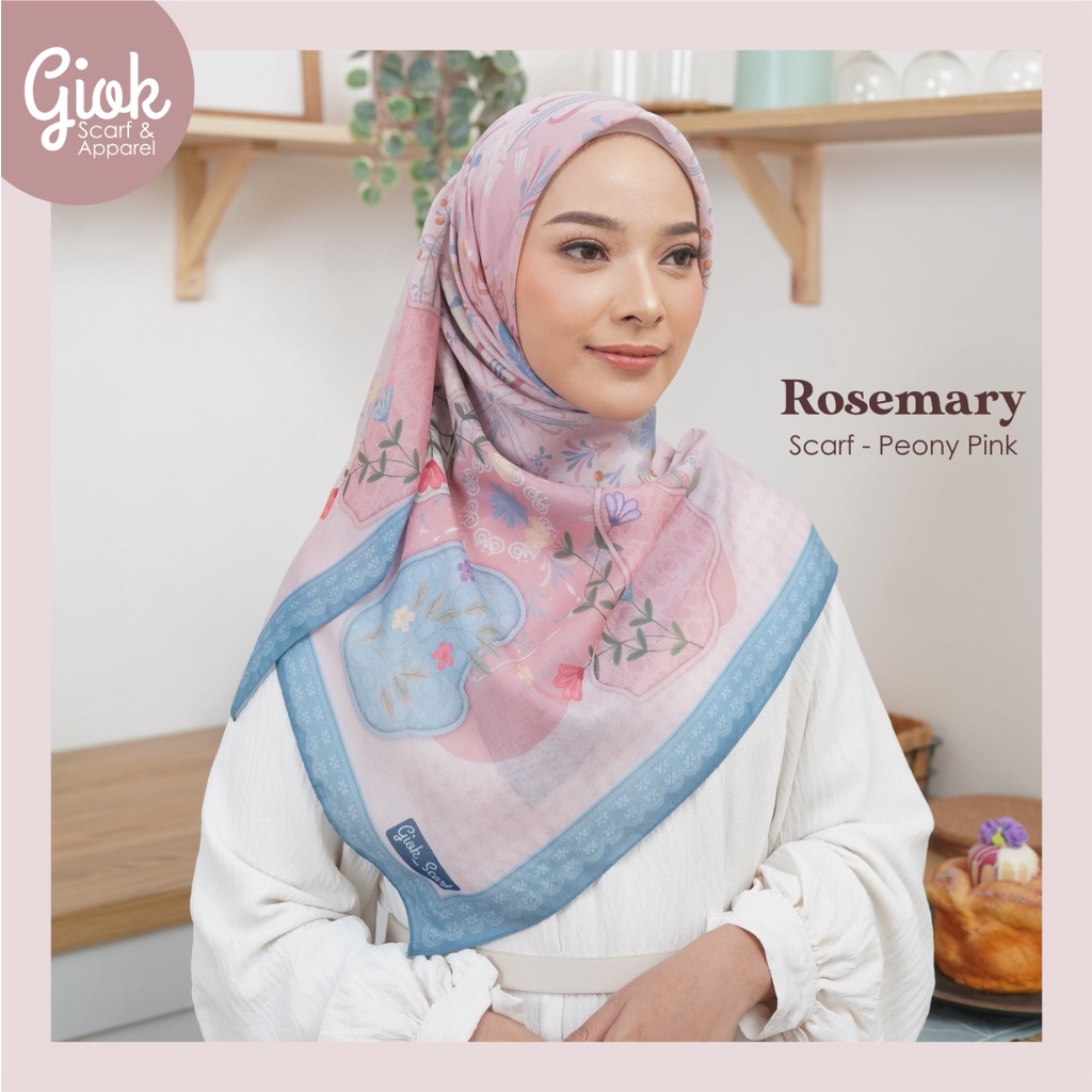 Kerudung Rosemary x Fitrop Scarf segi 4 by Giok Scarf - Kerudung motif dengan berbagai warna dalam s