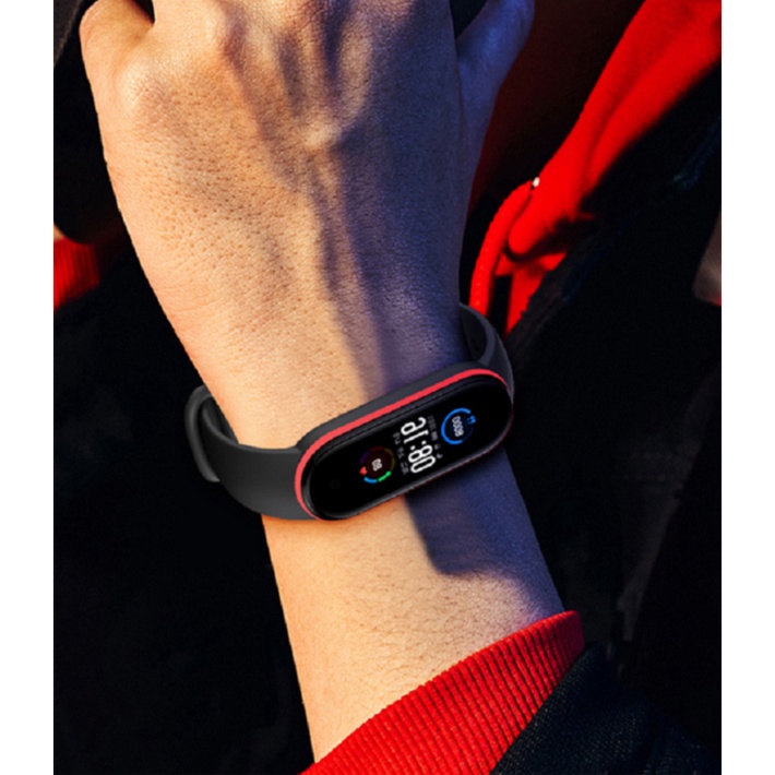 TWO Color Strap Mi Band 3 4 ​Silicone Jam Gelang Xiaomi MiBAND watch Silikon Classic Tali jamtangan smart watch siaomi Warna Hitam biru merah hijau putih