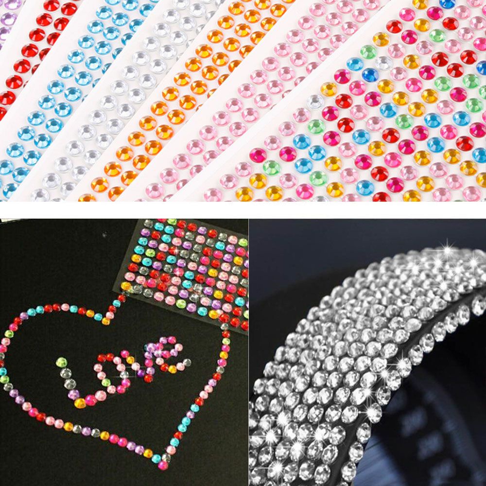 SUYOU 3mm Hot Car Sticker DIY Phone Styling Decor Crystal Rhinestone New Popular Cool Car Decoration Vehicle Decal/Multicolor