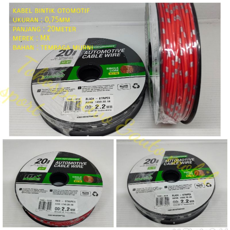 kabel bintik Roll MX serabut AVS 0.75MM kabel otomotif 0.85MM 20M kualitas Astra