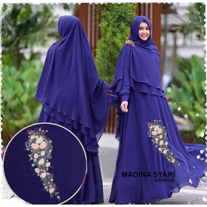 PREMIUM BAJU GAMIS WANITA MUSLIM SYARI MADINA 5 WRNA GAMIS SIFON BORDIR
