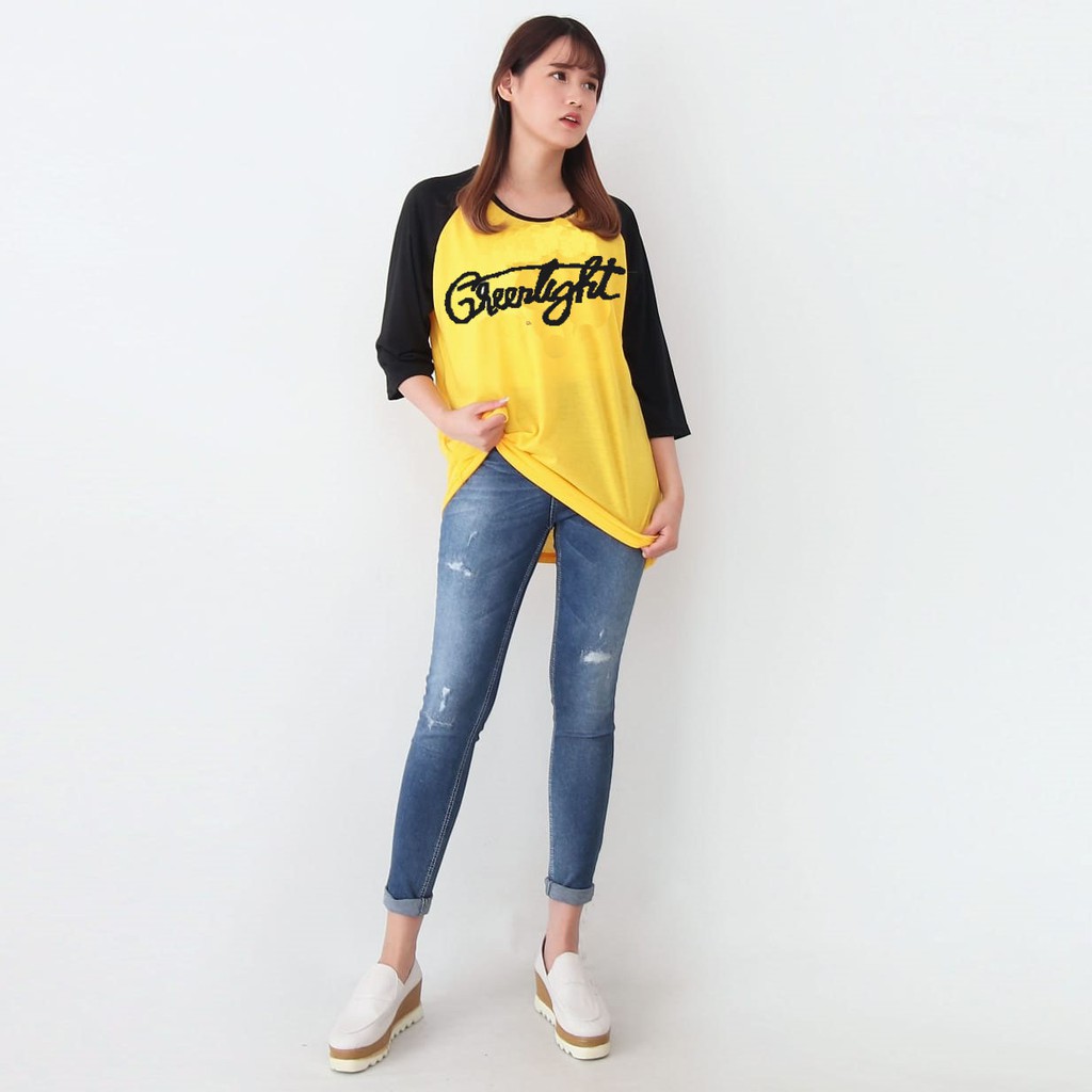 Kaos Raglan warna Hitam dan Kuning | 3 Ukuran L, XL dan XXL