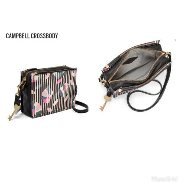 TAS  FOSSIL ORIGINAL FOSSIL CAMPBELL CROSSBODY DARK FLORAL LEATHER