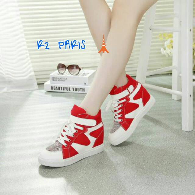 Sneakers Boots Vabian ( merah , hitam & putih)
