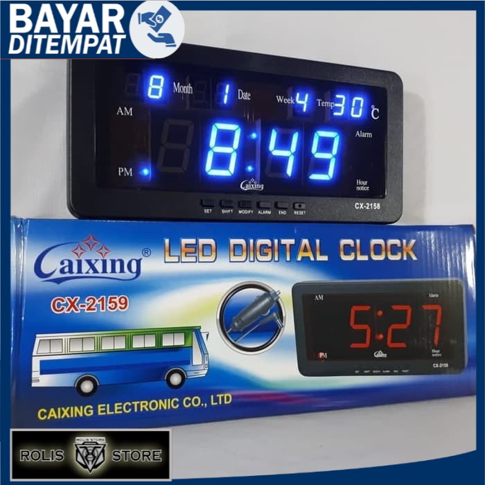 BISA COD MURAH Jam Digital Caixing CX 2158 Led Biru atau Hijau - Biru