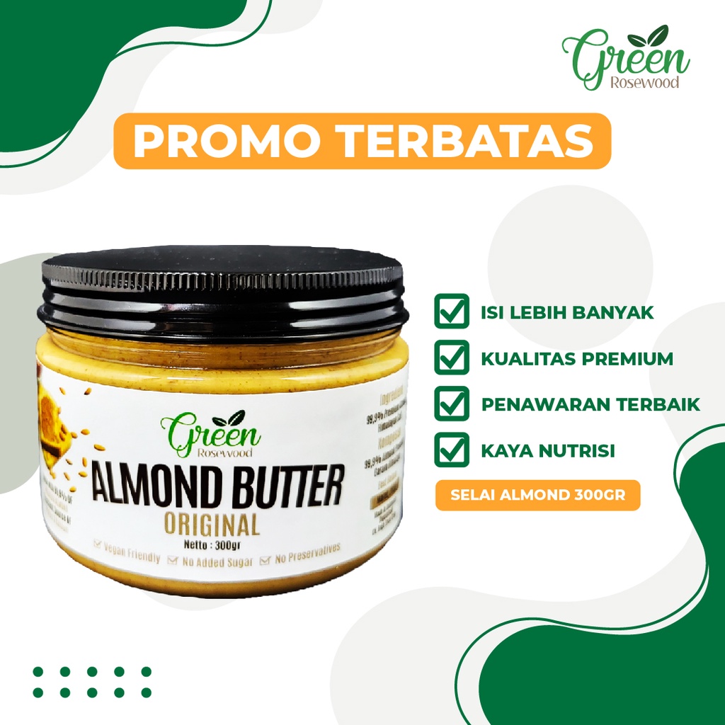 

SELAI ALMOND 300 GRAM PREMIUM - ALMOND BUTTER 300 GR SUGAR FREE - GLUTEN FREE - VEGAN