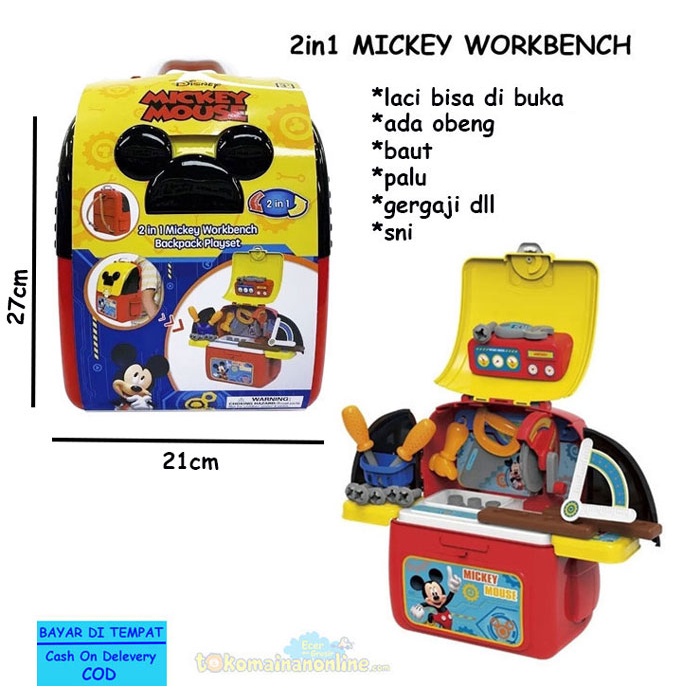 2IN1 MICKEY WORKBENCH BACKPACK - NB-04287 MAINAN PERTUKANGAN MICKEY TOOLS