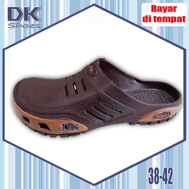 Nikko 38-42 / Sandal Sepatu Selop Bakpao Baim Karet PVC Laki-laki Coklat