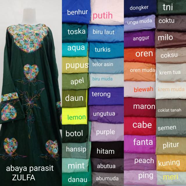 ABAYA MUKENA TRAVELING PARASIT PARASUT BORDIR ZULFA BUSUI ( RESLETING ) PERALATAN SOLAT WANITA MURAH