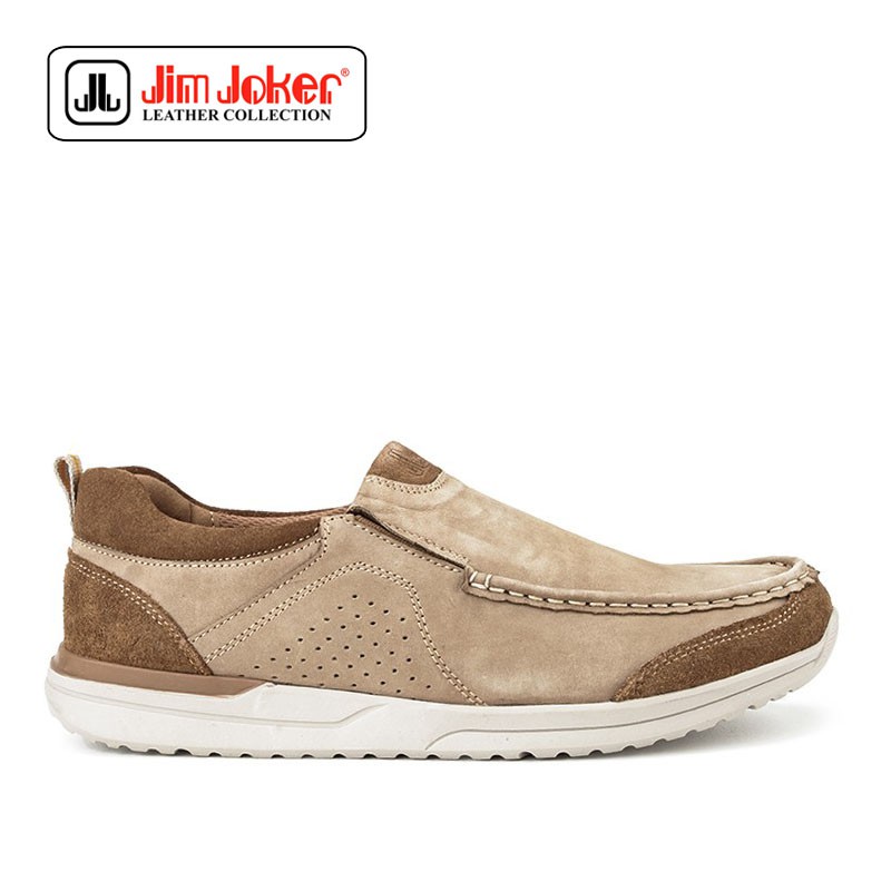 Sepatu Jim Joker Hary Slip On Kasual beige Pria Original